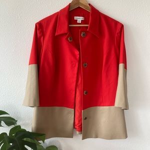 Coldwater Creek Red & Tan 3/4 Sleeve Jacket Size P16